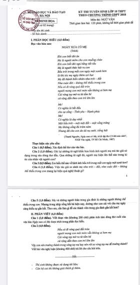  Lời giải môn Ngữ văn đề minh họa kỳ thi lớp 10 THPT của Hà Nội 第1张