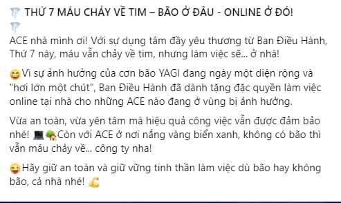 Tránh siêu bão Yagi, người lao động được làm việc online ngày thứ 7