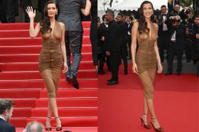 Bella Hadid gây sốc khi khoe vòng một gợi cảm tại thảm đỏ Cannes  第2张